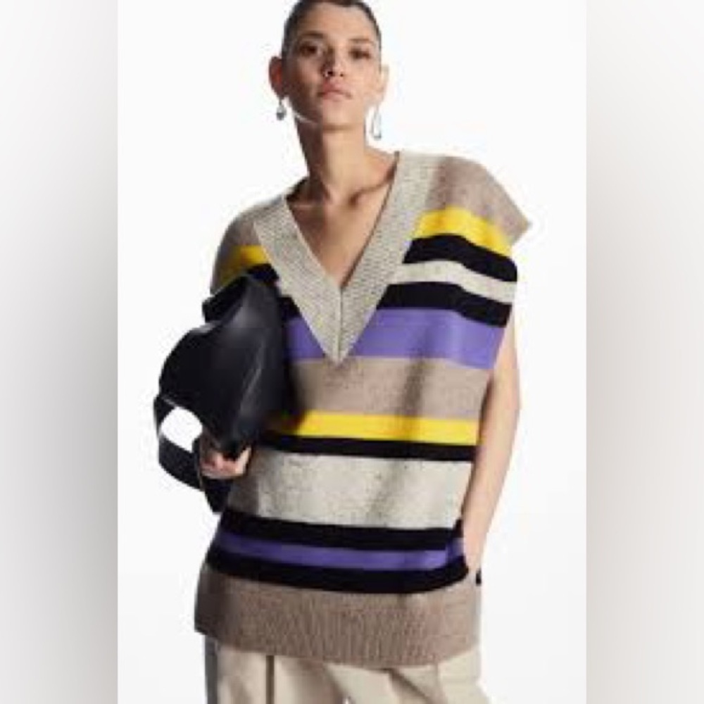 New COS Pure Wool Striped Vest